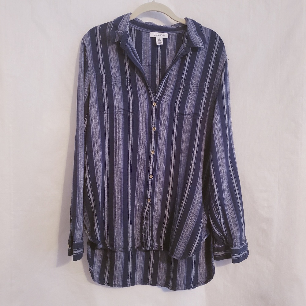 Calvin Klein Blue and Cream Button Down Shirt